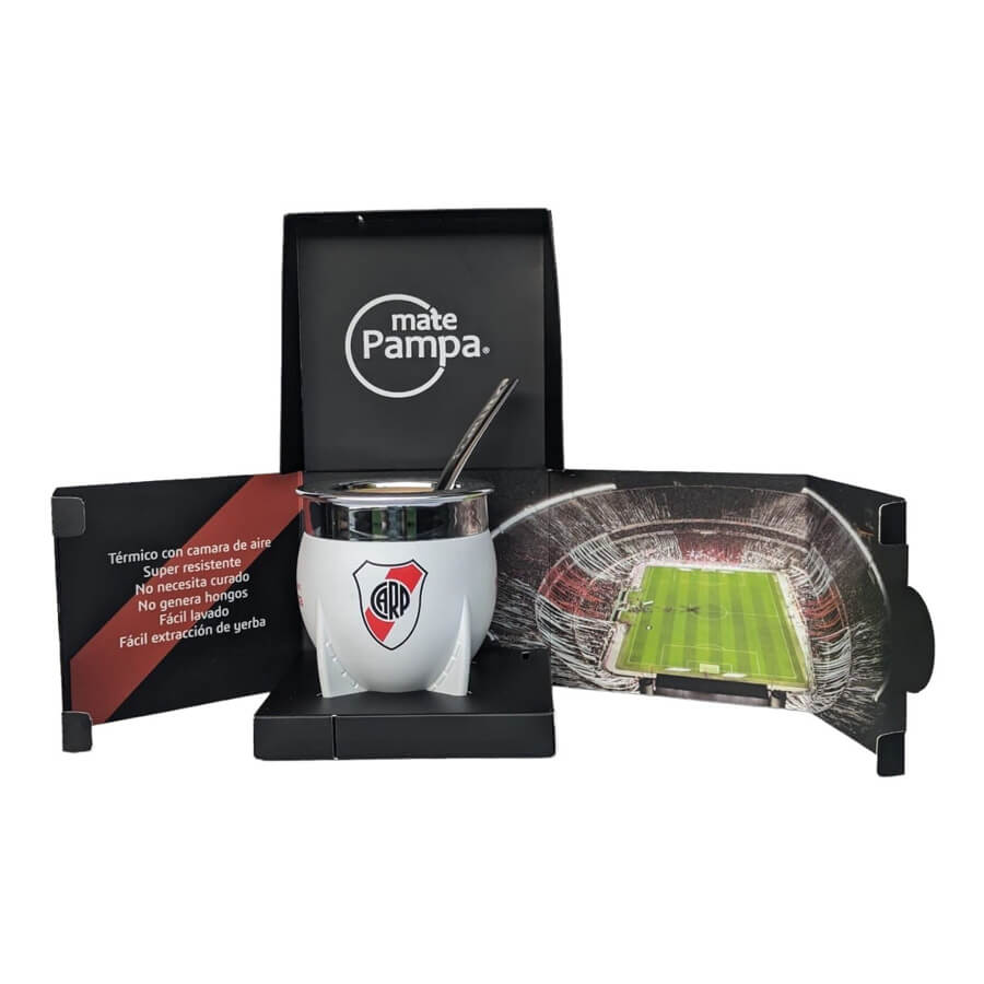 MATE PAMPA XL RIVER PLATE C/BOMBILLA - Imagen 2
